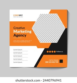 Instagram social media post template with creative marketing agency webinar concept design
