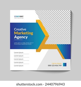 Instagram social media post template with creative marketing agency webinar concept design