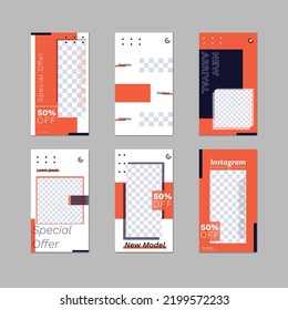 Instagram Social Media Set Banner, brochure template on pink background. vector illustration Design for social media.