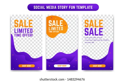 Instagram social media instagram story design template set fun abstract modern liquid vibrant royal blue and orange color for sale product promotion ad