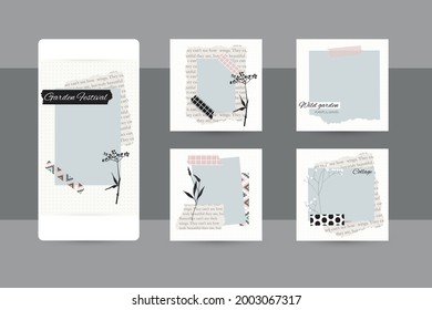 Instagram social media story post background. ripped torn paper texture template in neutral. abstract simple layout for square frame booklet, brochure, flyer. for summer, school, education 
scrap book