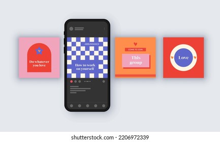 Instagram Social Media Template Easy to Use Colourful Mockup Presentation