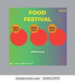 instagram Square Flyer Design. Social Media Food Poster Vector illustration eps10