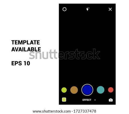 Instagram stories browse effects, face filter camera interface photo frame design social media network post template. Stories interface display of mobile application. Vector mock up illustration