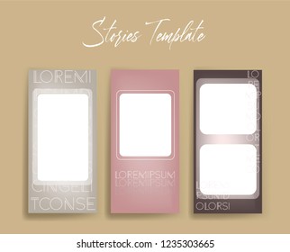Instagram stories frame templates. Vector background. Mockup for social media banner. Layout design.