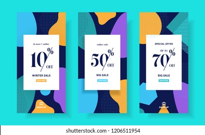 Instagram stories sale template, instagram stories mock up vector illustration concept