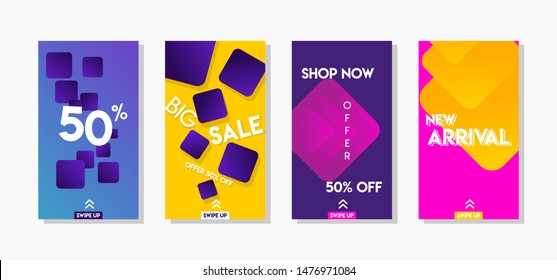 Instagram stories summer sale banner modern design tropical leaves background. Promo badge for your seasonal design.abstract banner design.
