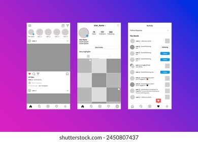 Instagram stories template interface vector design in eps 10