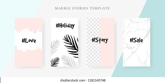 instagram Stories template with Marble and luxury decorative style design for fashion beauty, cosmetic and sale. Vector Illustration.