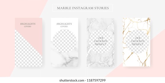 plantilla Instagram Stories con fondo decorativo de mármol y lujo Vector Ilustración