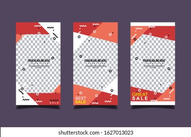instagram stories template set background for banner sale, presentation, flyer, poster, invitation.