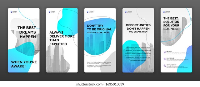 Instagram Stories Templates Pack With Cityscape Vector Illustration On Background. Good For Flyer, Leaflet, Booklet, Roll-up Banner, Social Media Post, Facebook Story, Presentation Template.