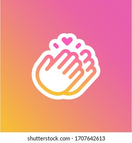 Instagram Stories Thank You Hour Icon and Sticker, Clapping Hands and Heart Symbol. 