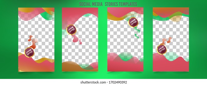 instagram story frame.social media stories template.fresh full color style with abstract transparent shape design for online shop to beautify merchandise.advertising mock up
