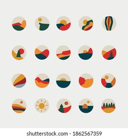Instagram Story Highlight Icons 
Instagram Highlight Covers Pastel - Herb  abstraction landscape- Minimalistic Templates - for Canva