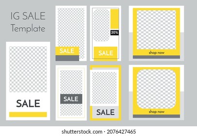 Instagram Story and Post Sale Templates Yellow and Gray