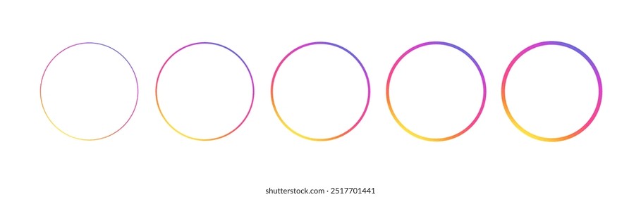 Instagram story social media round colorful gradient frame set. Web element vector illustration