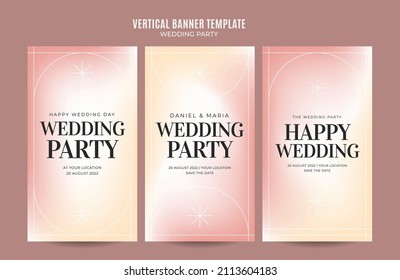 Instagram story wedding invitation web banner template retro gradients elegance abstract blurry space area