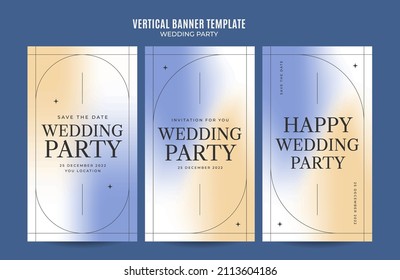 Instagram Story Wedding Invitation Web Banner Template Retro Gradients Elegance Abstract Blurry Space Area