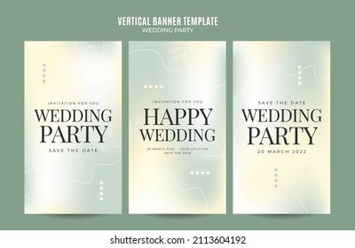 Instagram Story Wedding Invitation Web Banner Template Retro Gradients Elegance Abstract Blurry Space Area