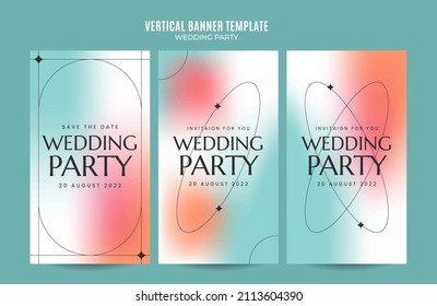 Instagram story wedding invitation web banner template retro gradients elegance abstract blurry space area