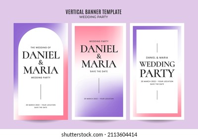 Historia de Instagram invitación de boda web plantilla de banner retro gradienta elegancia abstracto espacio borroso