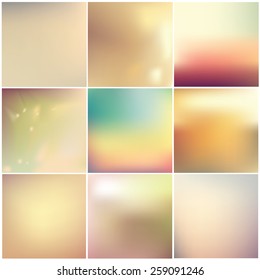 instagram style soft blurred abstract background set collection in subtle warm colors