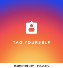 Instagram Tag Icon Vector, Social Media, Insta Sign, Friend Symbol, Background Gradient, Logo, EPS, Hashtag Design