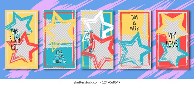 Instagram template.design Editable Stories template.Streaming.Abstract colorful trendy,modern style.vector.illustration.Mock up. Flat design Photo frame.