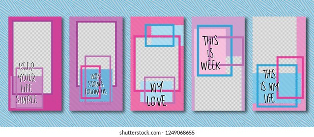 Instagram template.design Editable Stories template.Streaming.Abstract colorful trendy,modern style.vector.illustration.Mock up. Flat design Photo frame.