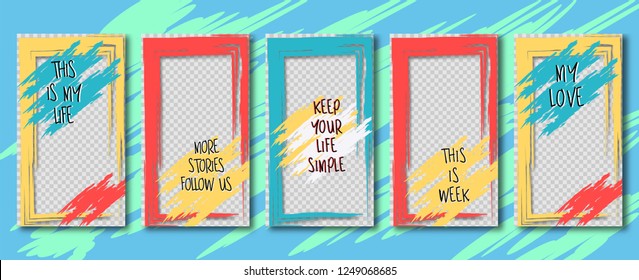 Instagram template.design Editable Stories template.Streaming.Abstract colorful trendy,modern style.vector.illustration.Mock up. Flat design Photo frame.