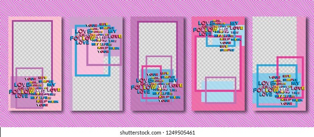 Instagram template.design Editable Stories template.Streaming.Abstract colorful trendy,modern style.vector.illustration.Mock up. Flat design Photo frame.