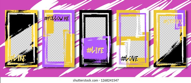 Instagram template.design Editable Stories template.Streaming.Abstract colorful trendy,modern style.vector.illustration.Mock up. Flat design Photo frame.