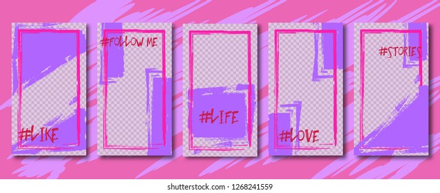 Instagram template.design Editable Stories template.Streaming.Abstract colorful trendy,modern style.vector.illustration.Mock up. Flat design Photo frame.