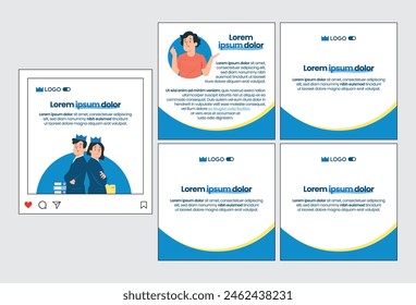 instagram web design social media agency school poster template carousel slider webinar summit event design social media blue white background color minimal flat simple templates vector illustration