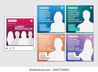 instagram webinar banner poster template icon training invitation blue green blue purple pink red orange black color summit event management planning seminar speaker audience design vector background