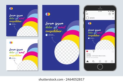 instagram webinar poster banner story template social media creative portfolio agency web summit event seminar business design colorful background blue yellow pink blue purple post vector templates