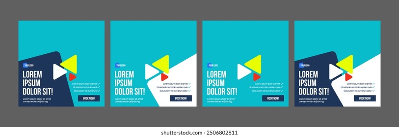 instagram webinar social media template slider carousel post online seminar web summit business shopping flat templates navy blue green color flat modern minimal poster square size design background