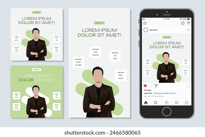 instagram webinar workshop social media poster template web summit event seminar online business corporate green gray background color modern flat minimal design square size vector post templates