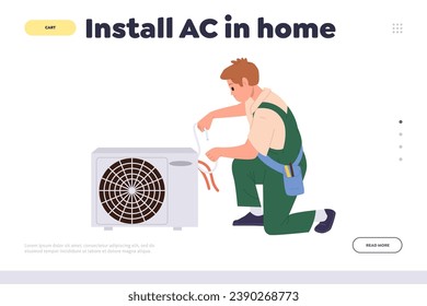 Install AC in home landing page for online service offering climate control, air cooling equipment