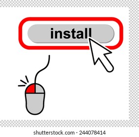 Install, click here button . Vector illustration.