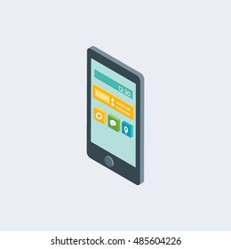 Install download get mobile app flat 3d isometry isometric concept web vector illustration