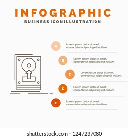 install, drive, hdd, save, upload Infographics Template for Website and Presentation. Line Gray icon with Orange infographic style vector illustration