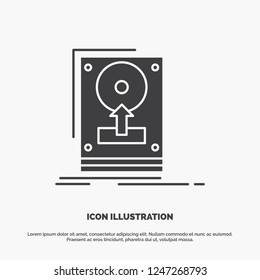 install, drive, hdd, save, upload Icon. glyph vector gray symbol for UI and UX, website or mobile application