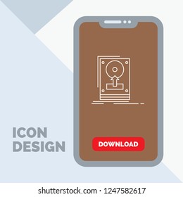 install, drive, hdd, save, upload Line Icon in Mobile for Download Page