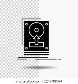 install, drive, hdd, save, upload Glyph Icon on Transparent Background. Black Icon