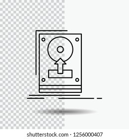 install, drive, hdd, save, upload Line Icon on Transparent Background. Black Icon Vector Illustration
