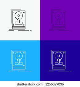 install, drive, hdd, save, upload Icon Over Various Background. Line style design, designed for web and app. Eps 10 vector illustration