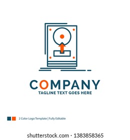 install, drive, hdd, save, upload Logo Design. Blue and Orange Brand Name Design. Place for Tagline. Business Logo template.