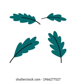 Stell ein grünes Eichenblatt auf. Silhouette auf weißem Hintergrund. Vektorgrafik.